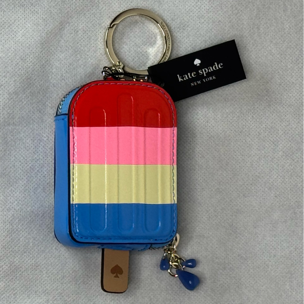 🍦NWT KATE SPADE POPSICLE NOVELTY COIN PURSE BAG CHARM KEY FOB COLORFUL Kk994